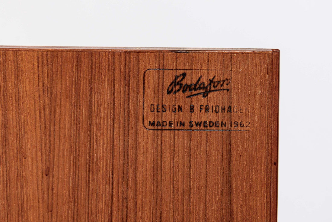 Large Mid Century Swedish Teak Wood Bookshelf Wall Unit by Bodafors