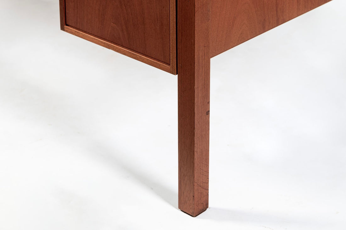Large Mid Century Danish Modern Mahogany Wood Executive Desk, 2 Matching Avail