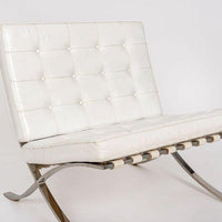 Mid Century White Barcelona Chairs by Mies van der Rohe for Knoll, 1970s