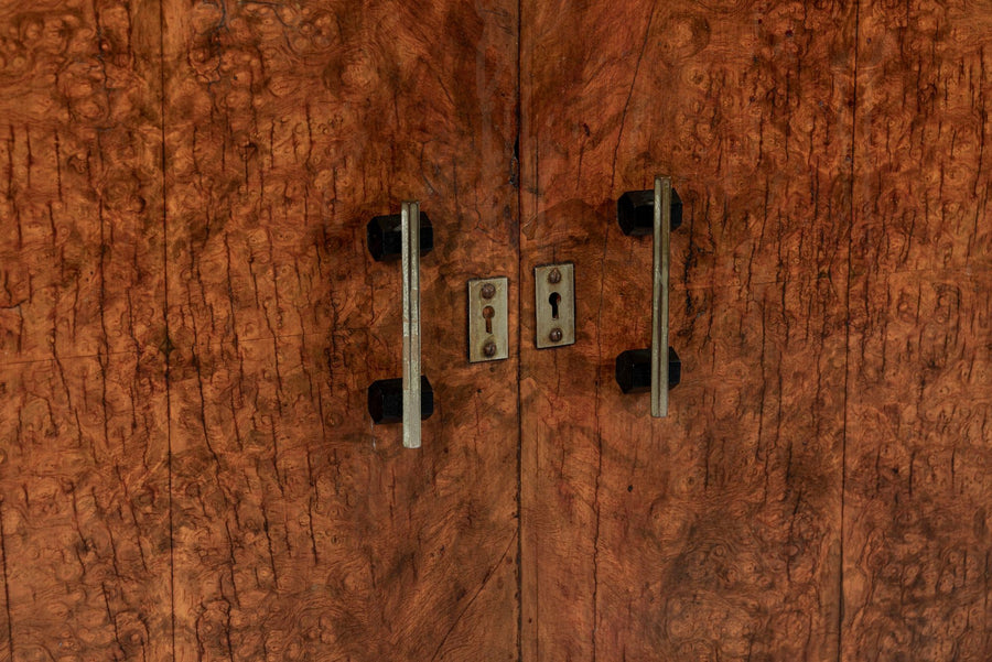 Antique French Art Deco Elm Wood Bar Cabinet 1930s