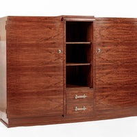 Antique Art Deco Tall Mahogany Wood Storage or Bar Cabinet 1940s