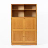 Danish Modern Oak Modular Wall Unit, Mid Century Bookcase Display Cabinet