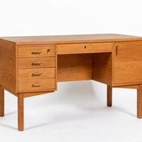 Mid Century Danish Modern Oak Wood Writing Desk 1960s