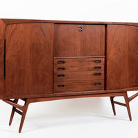 Mid Century Danish Teak Tall Sideboard or Bar Cabinet by Harry Ostergaard