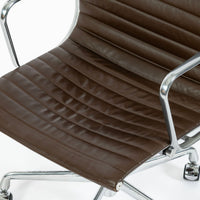 Eames Herman Miller Brown Leather Aluminum Group Thin Pad Desk Chair, 2008