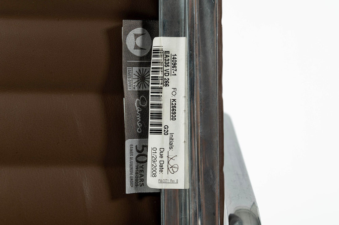 Eames Herman Miller Aluminum Group Thin Pad Brown Leather Office Chair, 2008