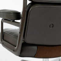 Eames Time Life Executive Lobby Chair for Herman Miller, Dark Gray Leather Office Desk Chair, 1988
