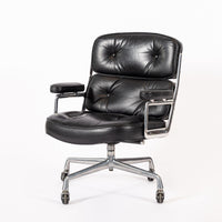 Eames for Herman Miller Time Life Black Leather Office Chairs, 1980s - Set of 4