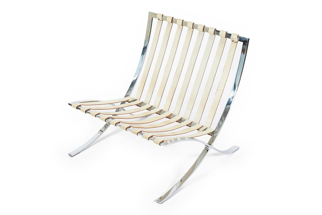 Mid Century Cream Barcelona Chairs by Mies van der Rohe for Knoll, 1980s