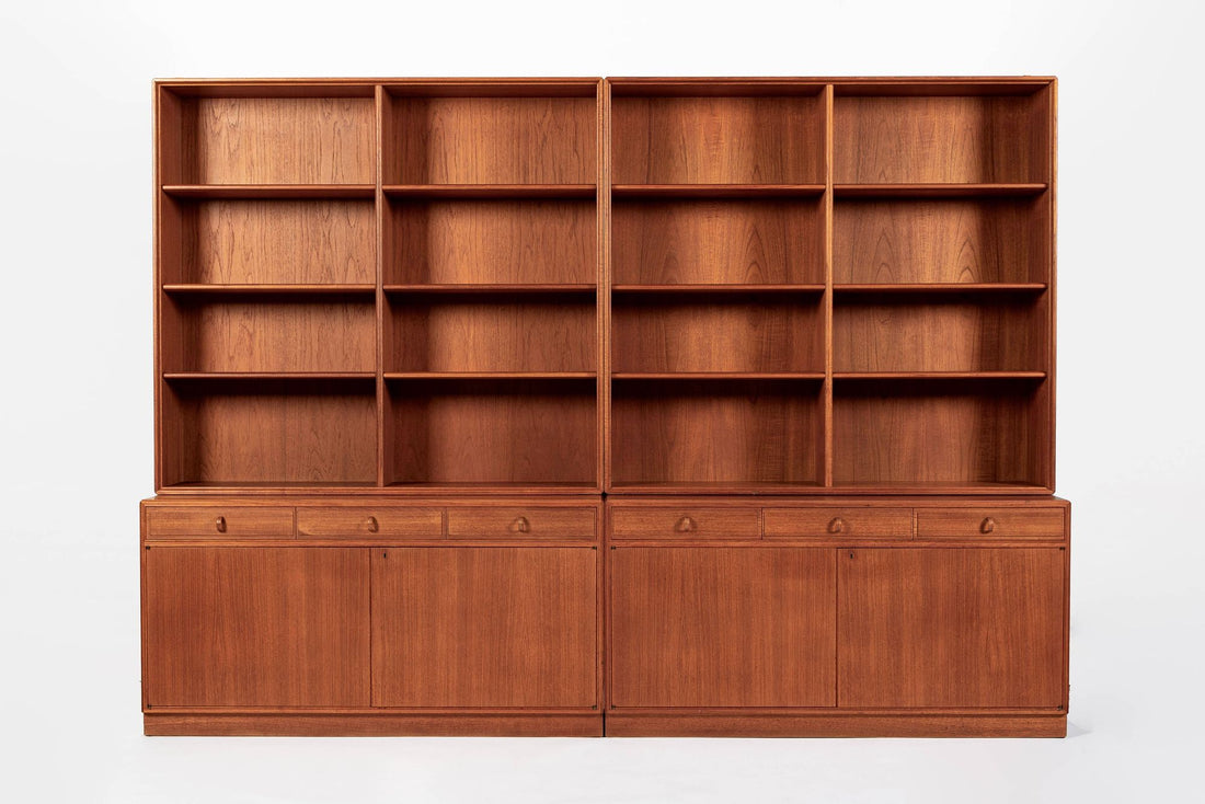Large Mid Century Swedish Teak Wood Bookshelf Wall Unit by Bodafors