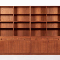 Large Mid Century Swedish Teak Wood Bookshelf Wall Unit by Bodafors