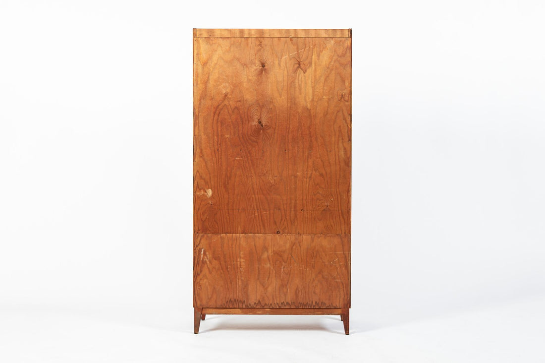 Scandinavian Modern Figured Mahogany Secretary Bookcase Cabinet 1960s