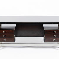 Postmodern Italian Rosewood and Metal Writing Desk by Abbondinterni, 1970s