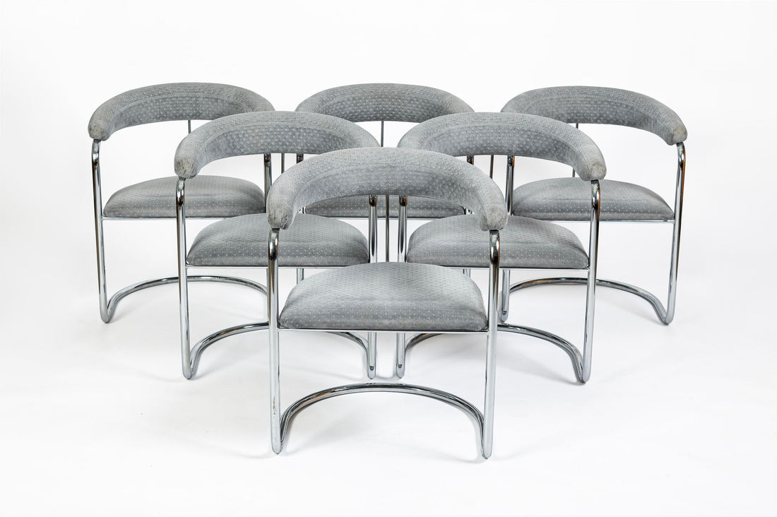 Set of 6 Mid-Century Modern SS33 Chrome Dining Chairs by Anton Lorenz for Thonet, 1970s