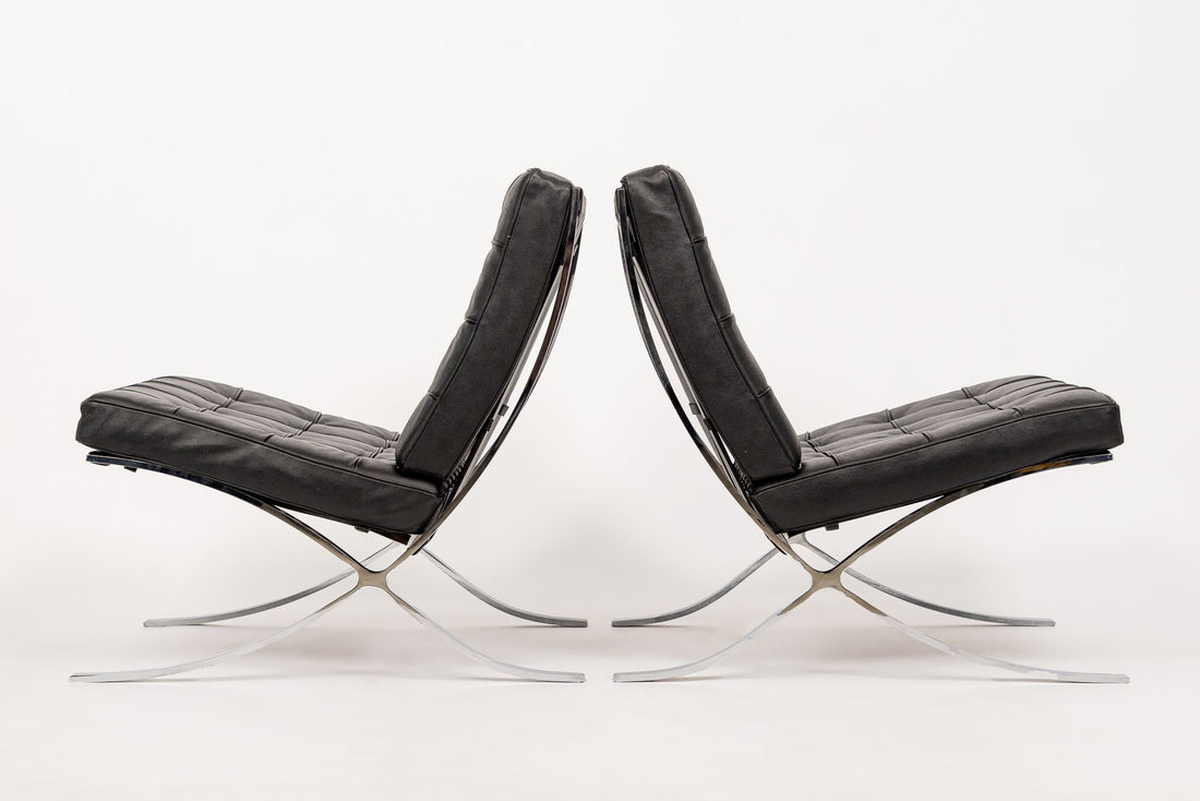 Mid Century Black Barcelona Chair by Mies van der Rohe for Knoll