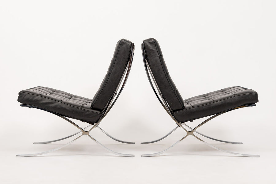 Mid Century Black Barcelona Chair by Mies van der Rohe for Knoll