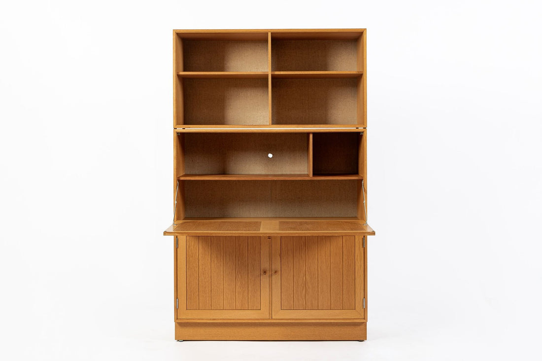 Danish Modern Oak Modular Wall Unit, Mid Century Bookcase Display Cabinet