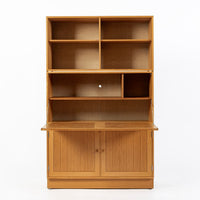 Danish Modern Oak Modular Wall Unit, Mid Century Bookcase Display Cabinet