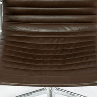Eames Herman Miller Brown Leather Aluminum Group Thin Pad Desk Chair, 2008