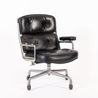 Eames for Herman Miller Time Life Black Leather Office Chairs, 1980s - Set of 4