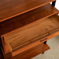 Early Production George Nelson OMNI Three-Bay Modular Walnut Wall Unit by Structural Products, Circa 1961