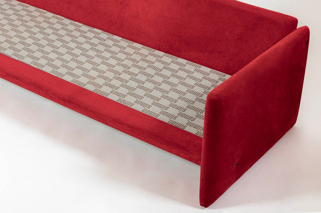 Vintage Italian Modern Red Simone Sofa by Simon International, Italy, Circa 1972
