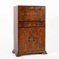 Antique French Art Deco Elm Wood Bar Cabinet 1930s