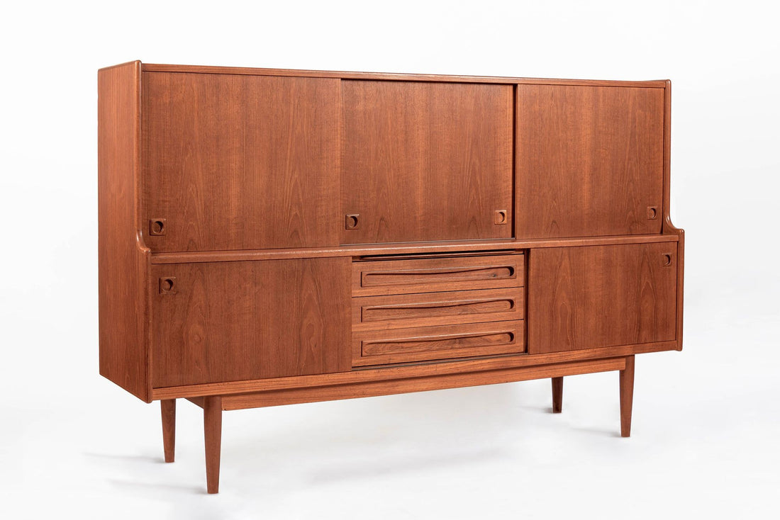 Mid-Century Danish Teak Tall Sideboard or Bar Cabinet by Johannes Andersen