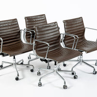 Eames Herman Miller Aluminum Group Thin Pad Brown Leather Office Chair, 2008