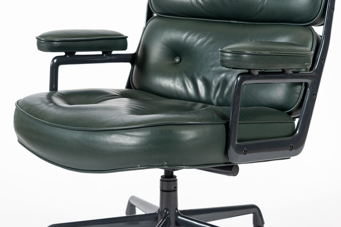 Pair Green Leather Time Life Office Chairs by Eames for Herman Miller 1996