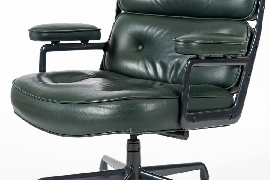 Pair Green Leather Time Life Office Chairs by Eames for Herman Miller 1996