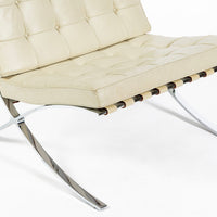 Mid Century Cream Barcelona Chairs by Mies van der Rohe for Knoll, 1980s