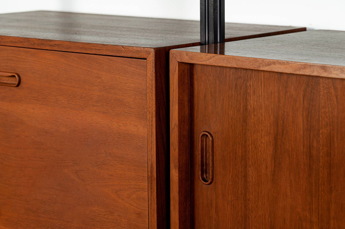 Early Production George Nelson OMNI Three-Bay Modular Walnut Wall Unit by Structural Products, Circa 1961