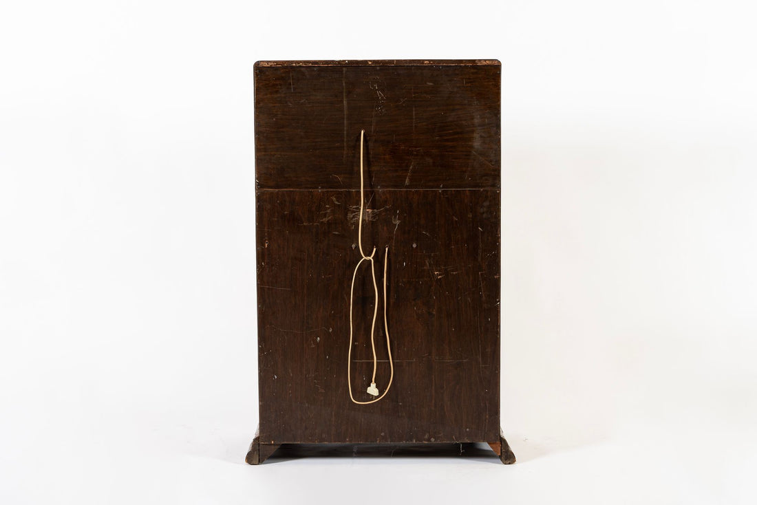 Antique French Art Deco Elm Wood Bar Cabinet 1930s