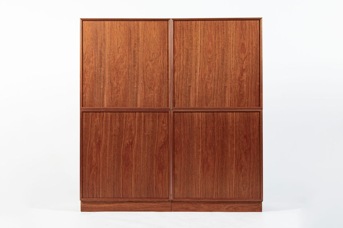 Danish Modern Modular Bookshelf Cabinet System in Teak Wood
