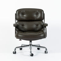 Eames Time Life Executive Lobby Chair for Herman Miller, Dark Gray Leather Office Desk Chair, 1988