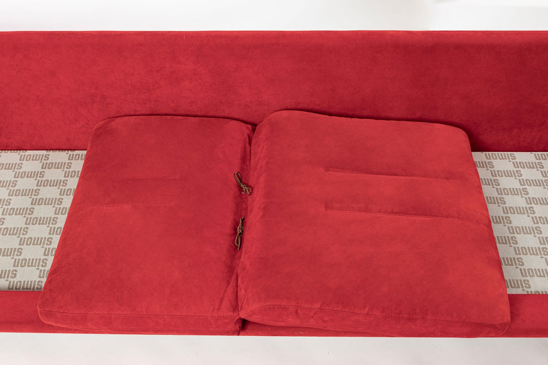 Vintage Italian Modern Red Simone Sofa by Simon International, Italy, Circa 1972