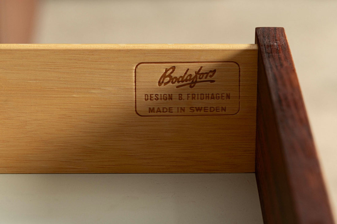 Mid-Century Swedish Rosewood Bookcase Dropdown Wall Unit by Bertil Fridhagen for Bodafors, 1960s