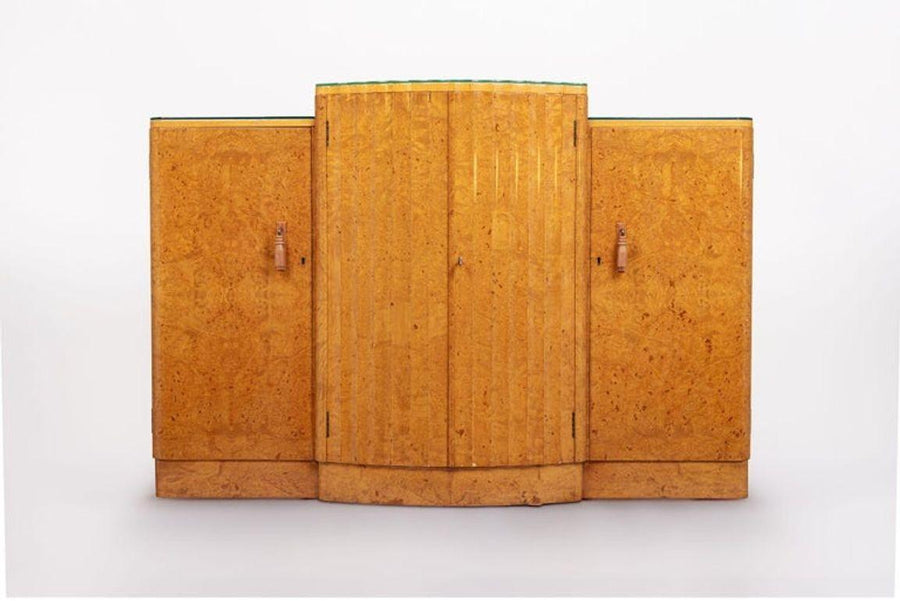 Exceptional Antique Art Deco Maple Wood Bar Cabinet or Sideboard 1930s