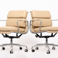 Eames for Herman Miller Cream Leather Office Chair Pair 2000s