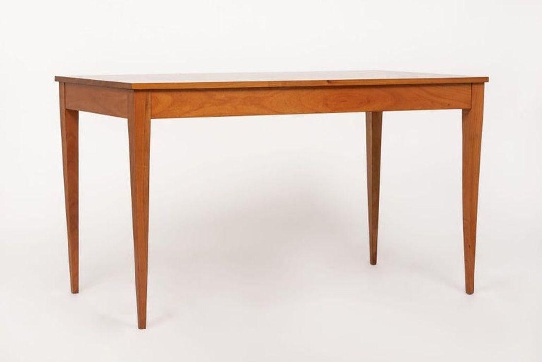 Antique French Art Deco Cherry Wood Writing Desk Table by Jacques Quinet