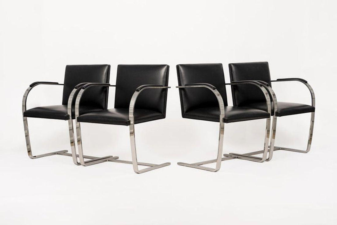 Mid Century Black Brno Chairs by Mies van der Rohe for Knoll Set of 4
