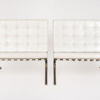 Mid Century White Barcelona Chairs by Mies van der Rohe for Knoll, 1970s