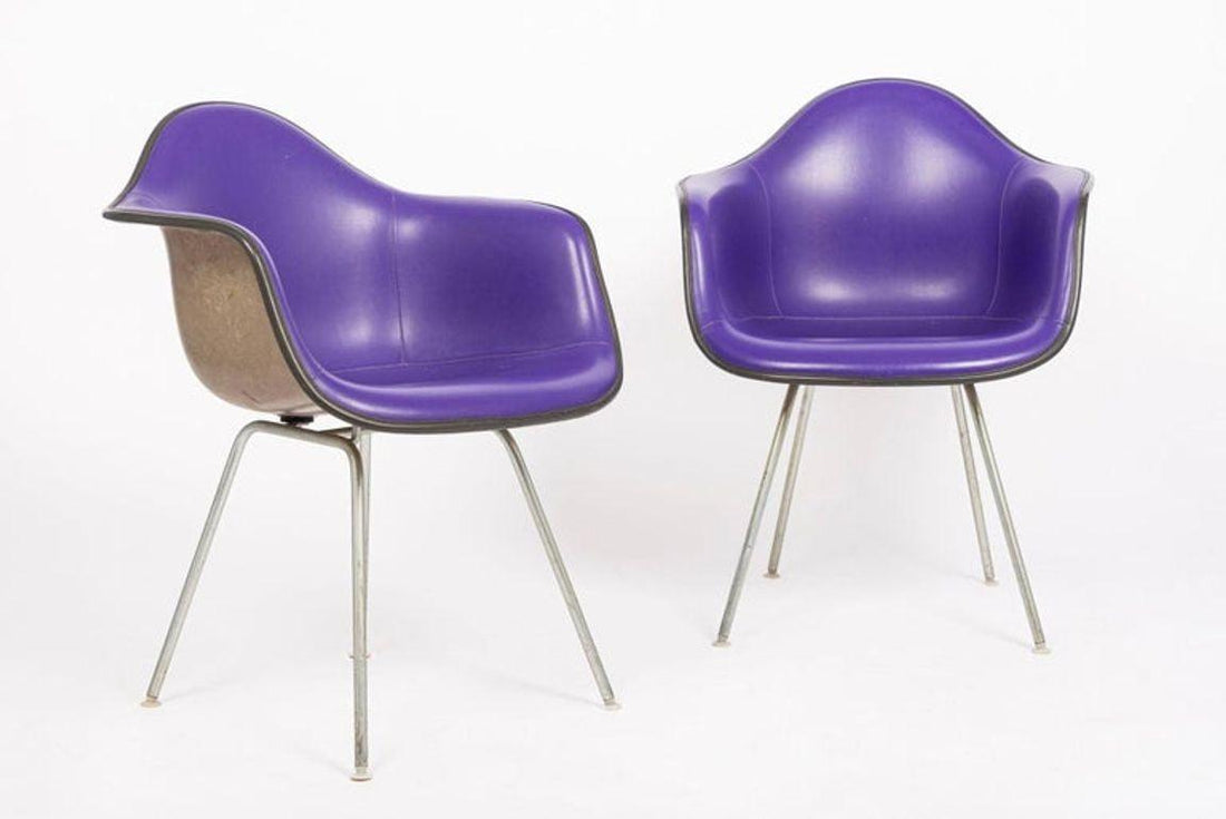 Mid Century Purple DAX Lounge Chairs by Eames for Herman Miller, 1960s