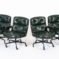 Time Life Green Leather Office Chairs by Eames for Herman Miller, 1996 Set of 4