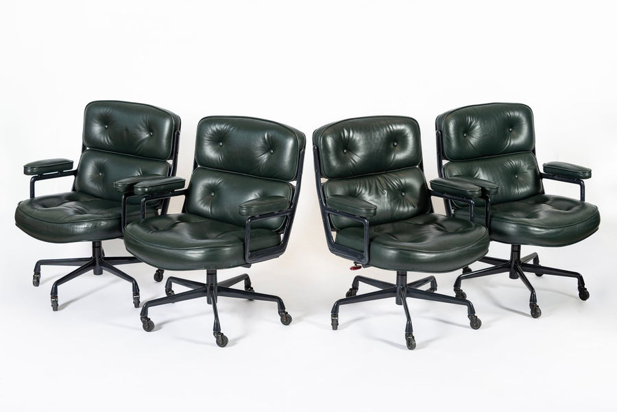 Time Life Green Leather Office Chairs by Eames for Herman Miller, 1996 Set of 4