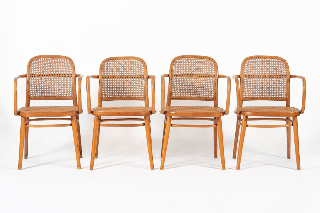 Vintage Bent Wood & Wicker Cafe Chairs by Josef Hoffman for Ligna
