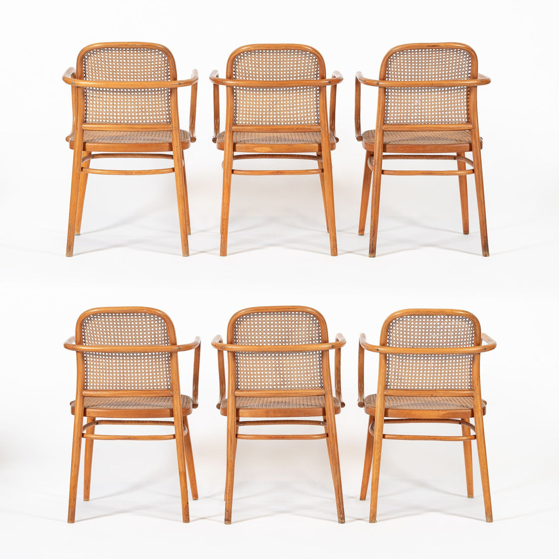 Vintage Bent Wood & Wicker Cafe Chairs by Josef Hoffman for Ligna
