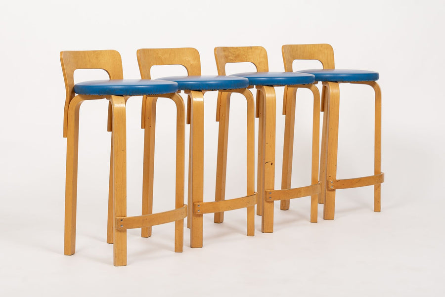 Mid Century Finnish Birch Wood K65 Stools by Alvar Aalto for Artek