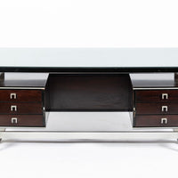 Postmodern Italian Rosewood and Metal Writing Desk by Abbondinterni, 1970s